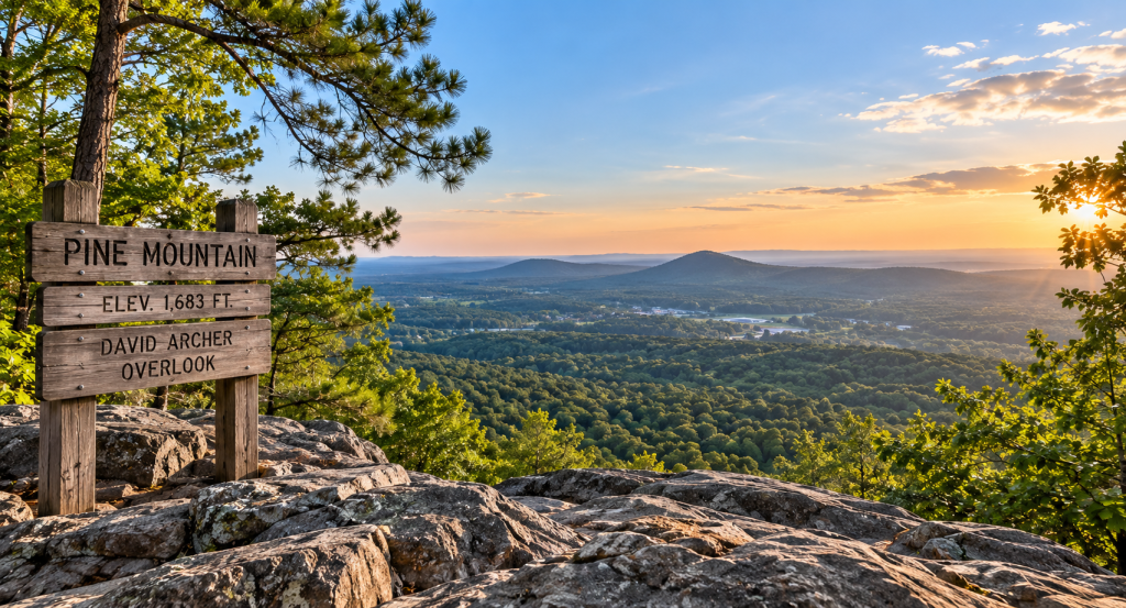 View from Pine Mountain near Cartersville, Georgia, overlooking the surrounding Bartow County landscape from David Archer Overlook.